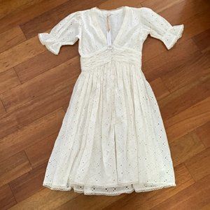 NWT House of Harlow 1960 White Eyelet Midi Dress Medium